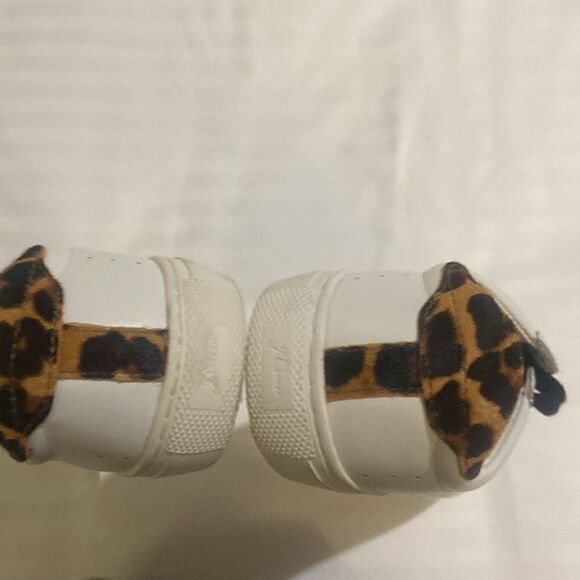 J. Crew Sneakers Women's Size 8.5 White/Leopard Print L7197 Lace Up Leather Shoe - Picture 7 of 7